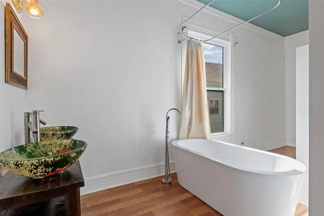 a view of a room that has a couch and a potted plant