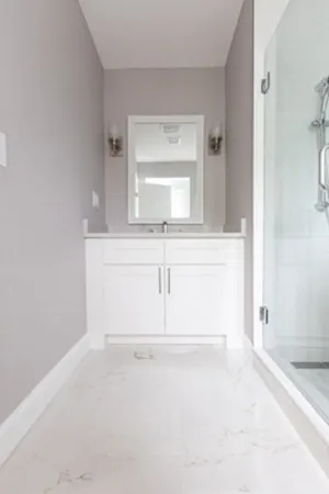 a bathroom with a shower