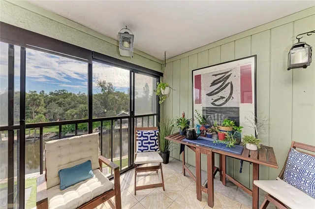 a view of a garage with table