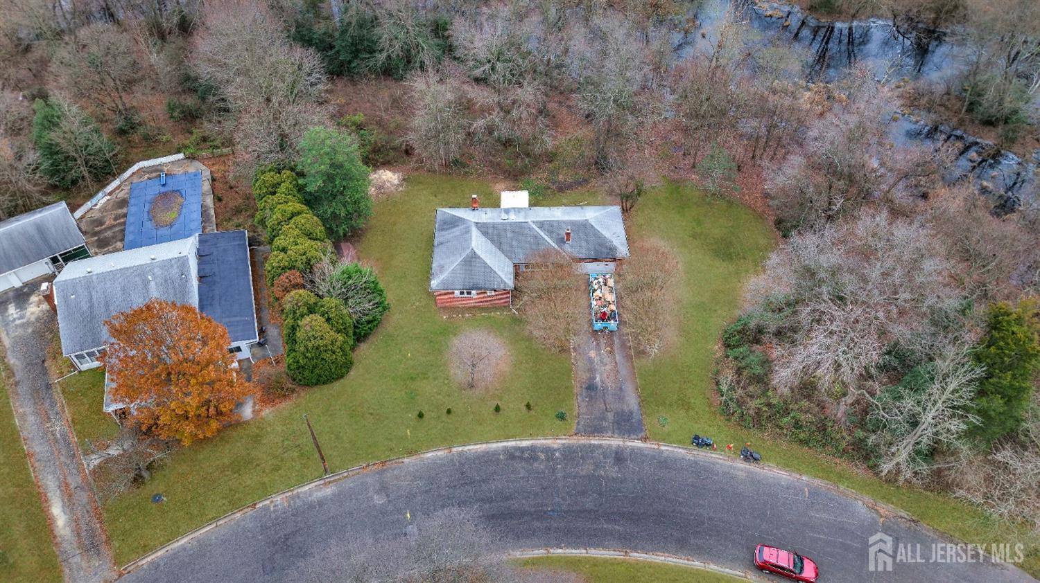 an aerial view of a house
