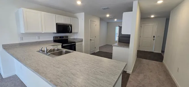 a view of a small space with a window