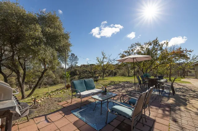 a aerial view of a house with a garden