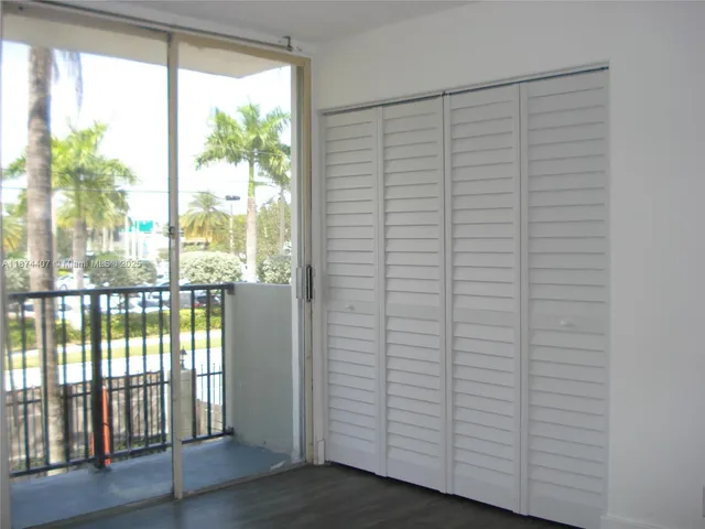 a view of a glass door