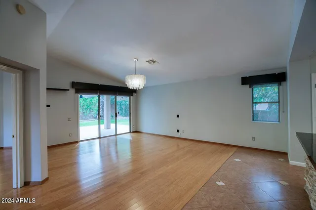 a view of a livingroom with a chandelier