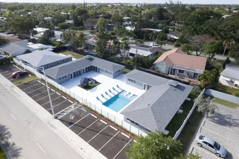an aerial view of a house