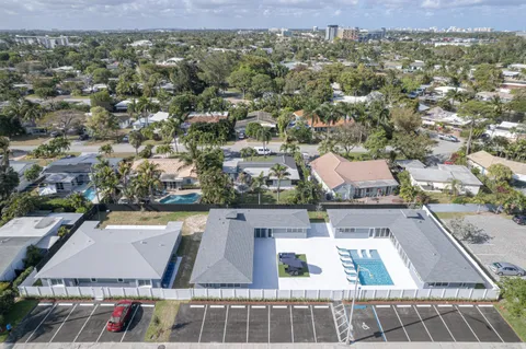 an aerial view of multiple houses