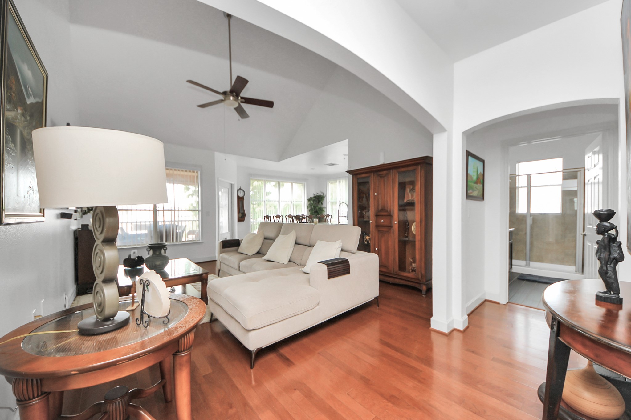 2400 McCue Road, Unit 424 Houston, TX 77056 - Photo 6 of 33 a living room with fireplace furniture and a wooden floor