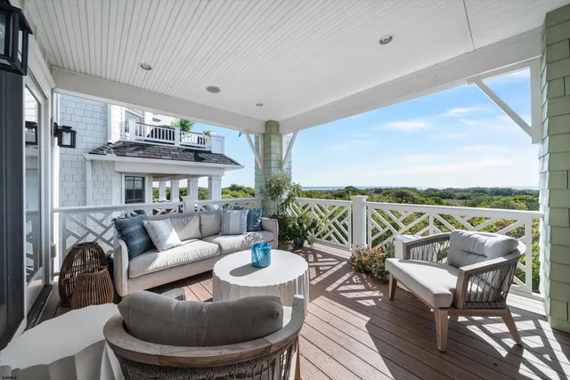 a view of a balcony with city view