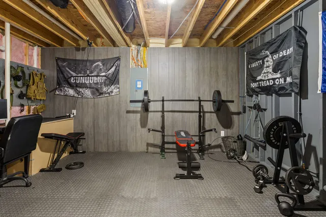 a view of a room with gym equipment