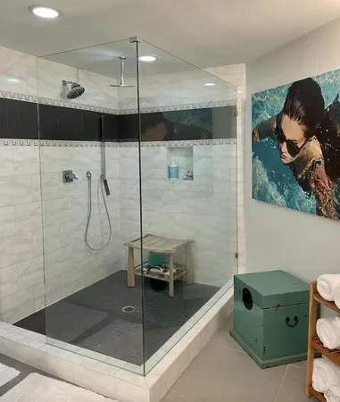 a bathroom with a shower