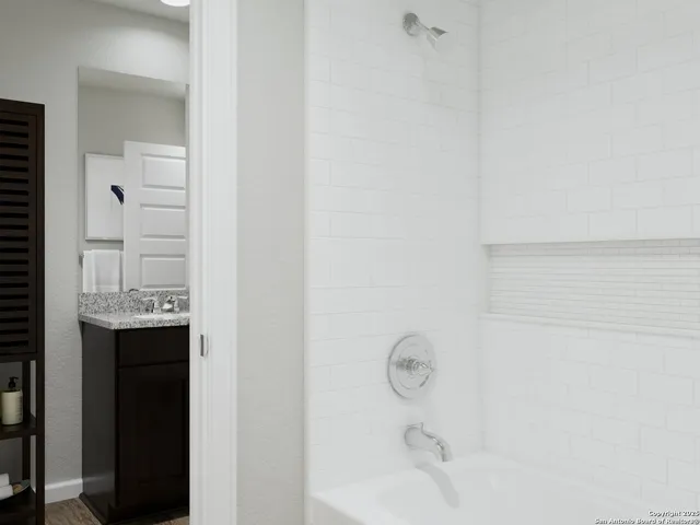 a bathroom with a tub