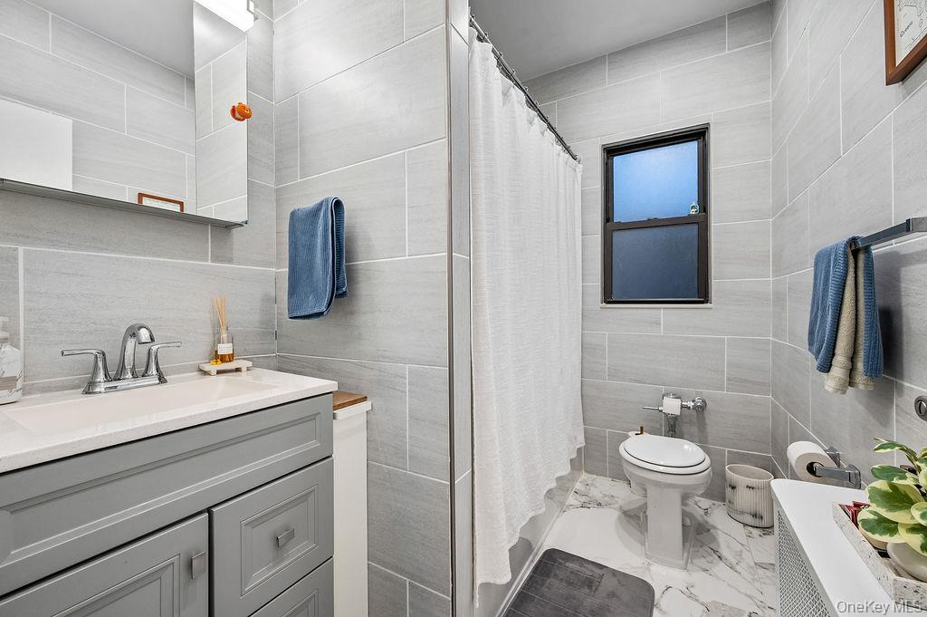 43-24 208th Street Queens, NY 11361 - Photo 8 of 14 a bathroom with a sink a toilet and mirror