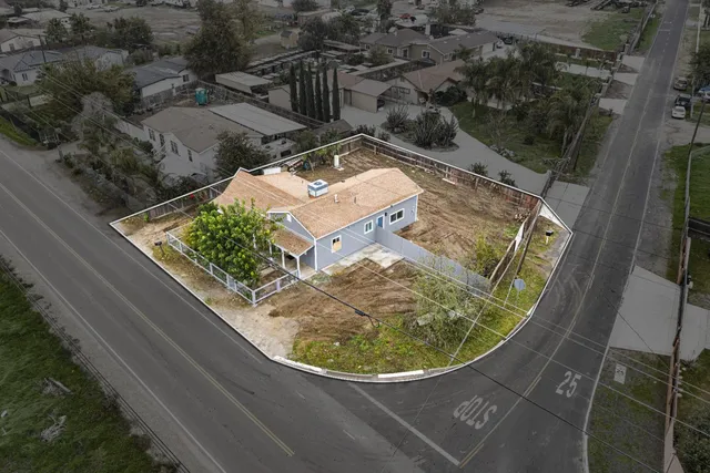 an aerial view of a house