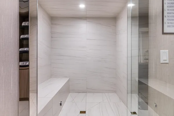 a bathroom with a bathtub
