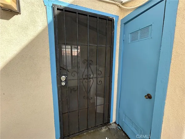 a view of a wooden door