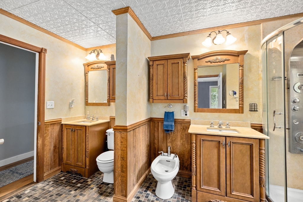 39 High Street Freetown, MA 02702 - Photo 21 of 42 a bathroom with a granite countertop sink toilet and shower