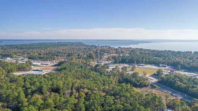 a view of a city with mountains in the background