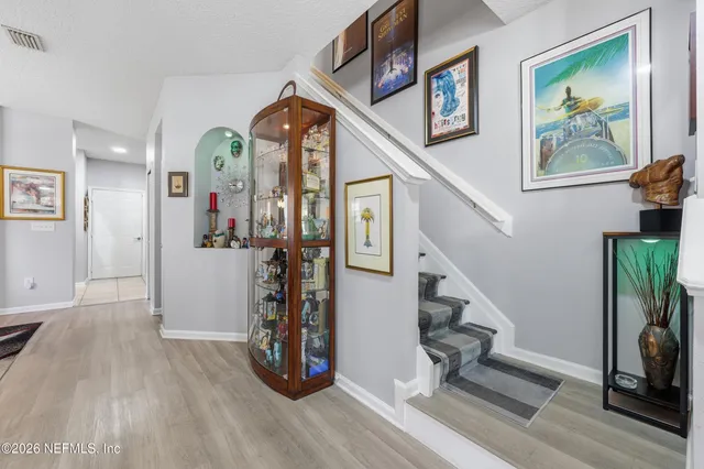 a living room with furniture