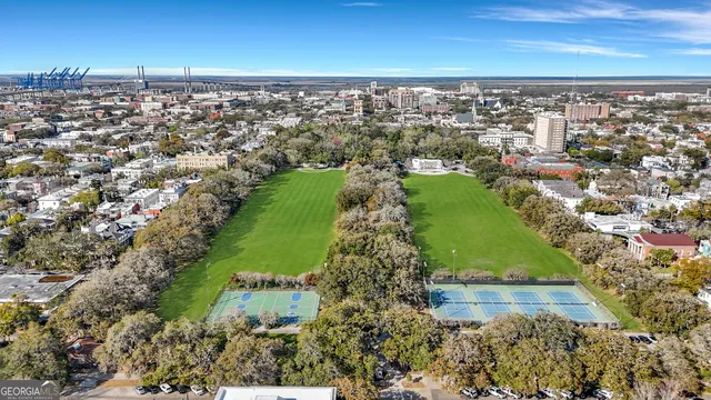 an aerial view of a city