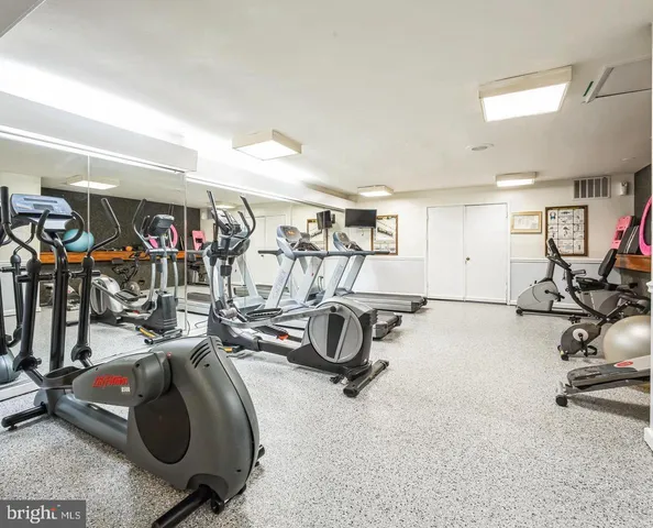 a view of a room with gym equipment