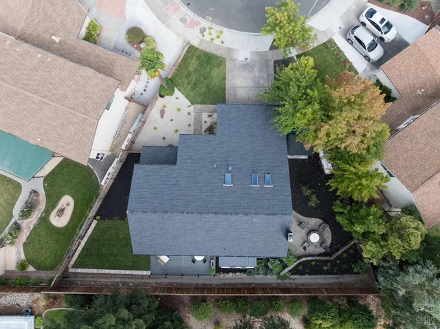 an aerial view of a house