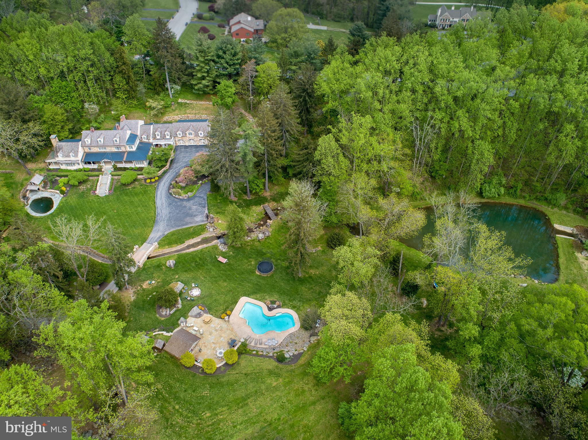 635 Font Road Glenmoore, PA 19343 - Photo 29 of 29 Aerial of House, Pool, Pond