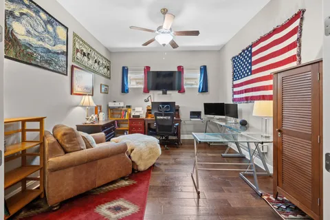 a living room with furniture