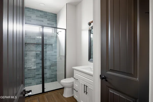 a bathroom with a shower