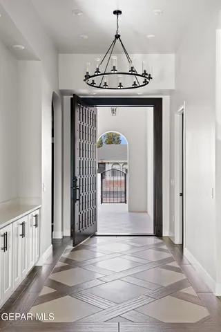 a view of a livingroom with wooden floor