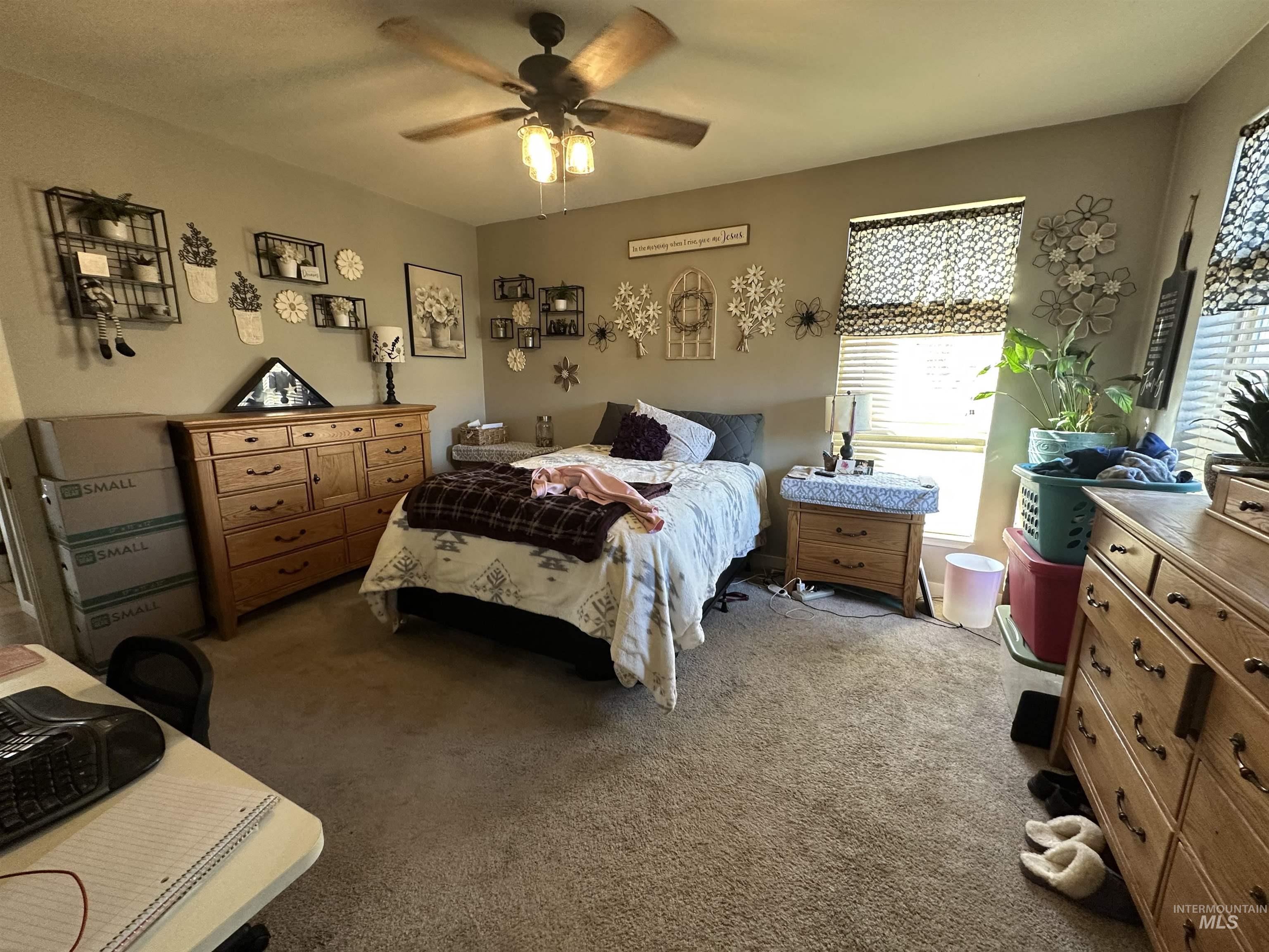 2859 Luke's Gulch Road Stites, ID 83552 - Photo 16 of 48 Carpeted bedroom featuring a ceiling fan