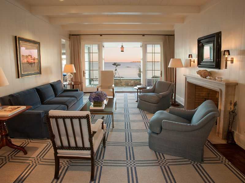 18 Rocky Point Road Rowayton, CT 06853 - Photo 6 of 24 a living room with furniture fireplace and a large window