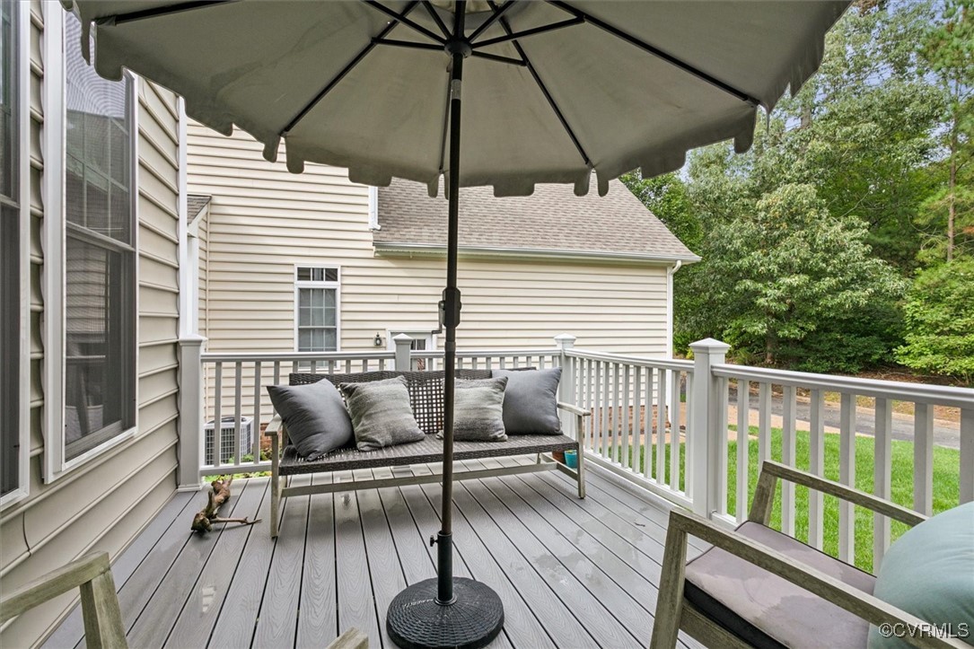 5587 Brixton Road Williamsburg, VA 23185 - Photo 34 of 42 a view of balcony with furniture and wooden deck