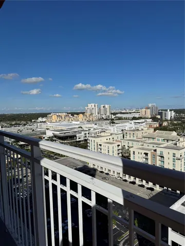 a city view with tall buildings