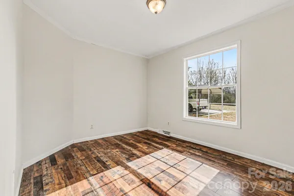 a view of a room with a window