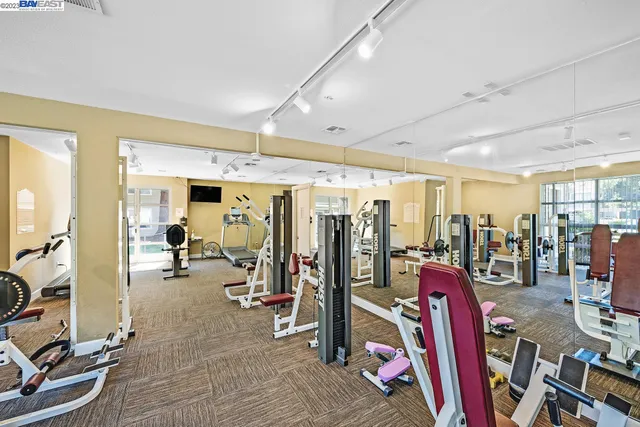 a view of a room with gym equipment
