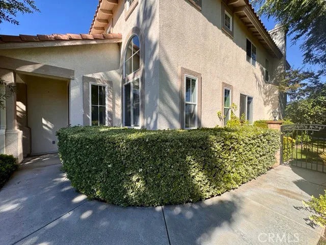 a view of a hallway with windows