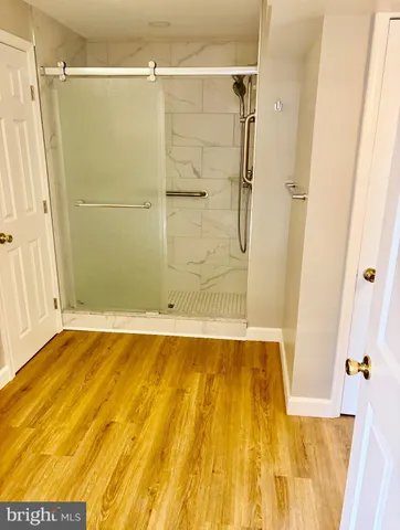 a bathroom with a bathtub