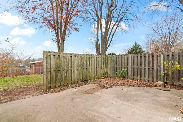 a view of a garden with a tree in the background