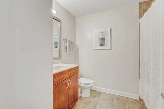 a white toilet sitting next to a shower curtain