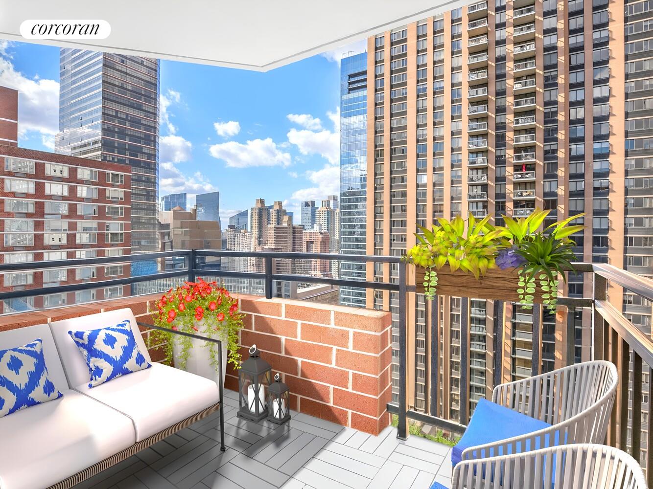 1991 Broadway, Unit 21A Manhattan, NY 10023 - Photo 9 of 13 a balcony with furniture and garden view