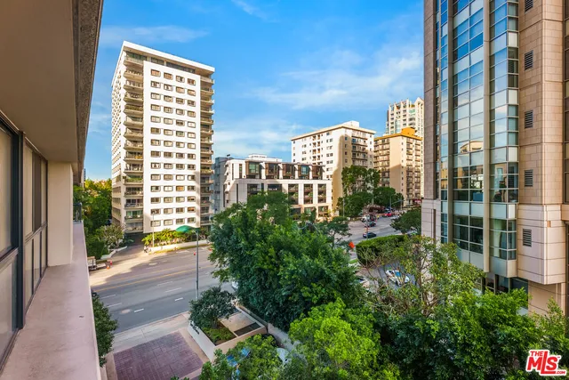 a view of a city from a balcony