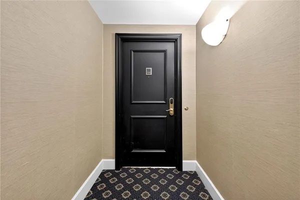 a view of a wooden door