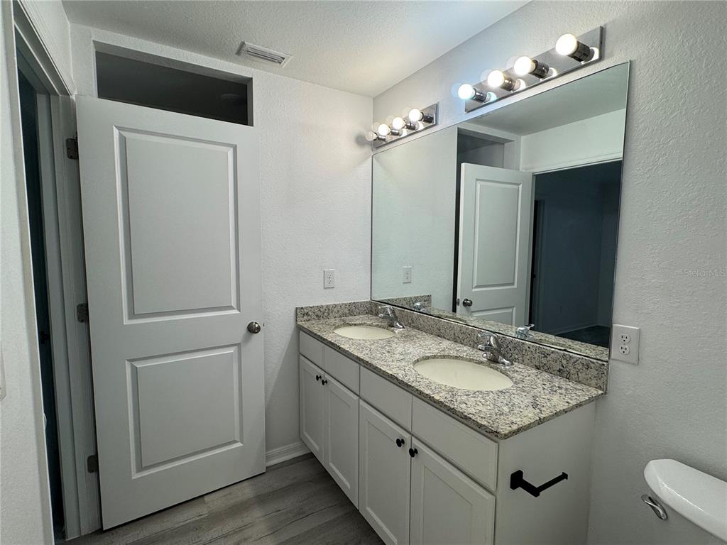 2173 Halblum Street North Port, FL 34288 - Photo 17 of 18 a bathroom with a granite countertop sink and a mirror