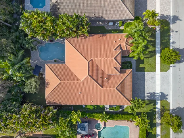 an aerial view of a house