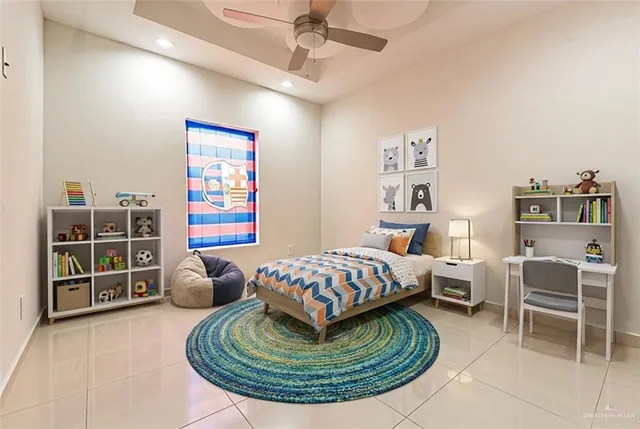 a bedroom with furniture and a bed