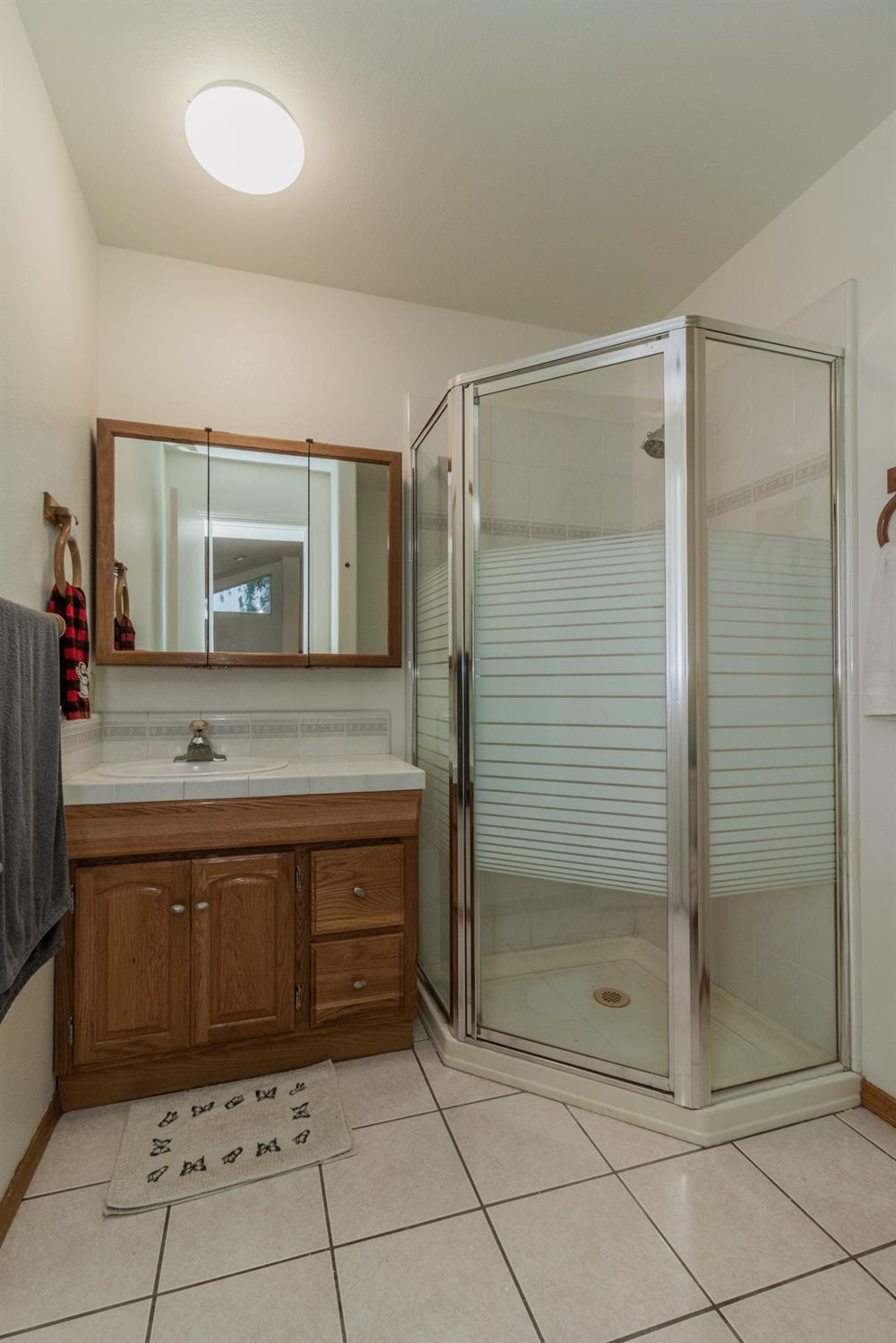 1783 North De Wolf Avenue Clovis, CA 93619 - Photo 26 of 39 a bathroom with a granite countertop sink mirror and shower