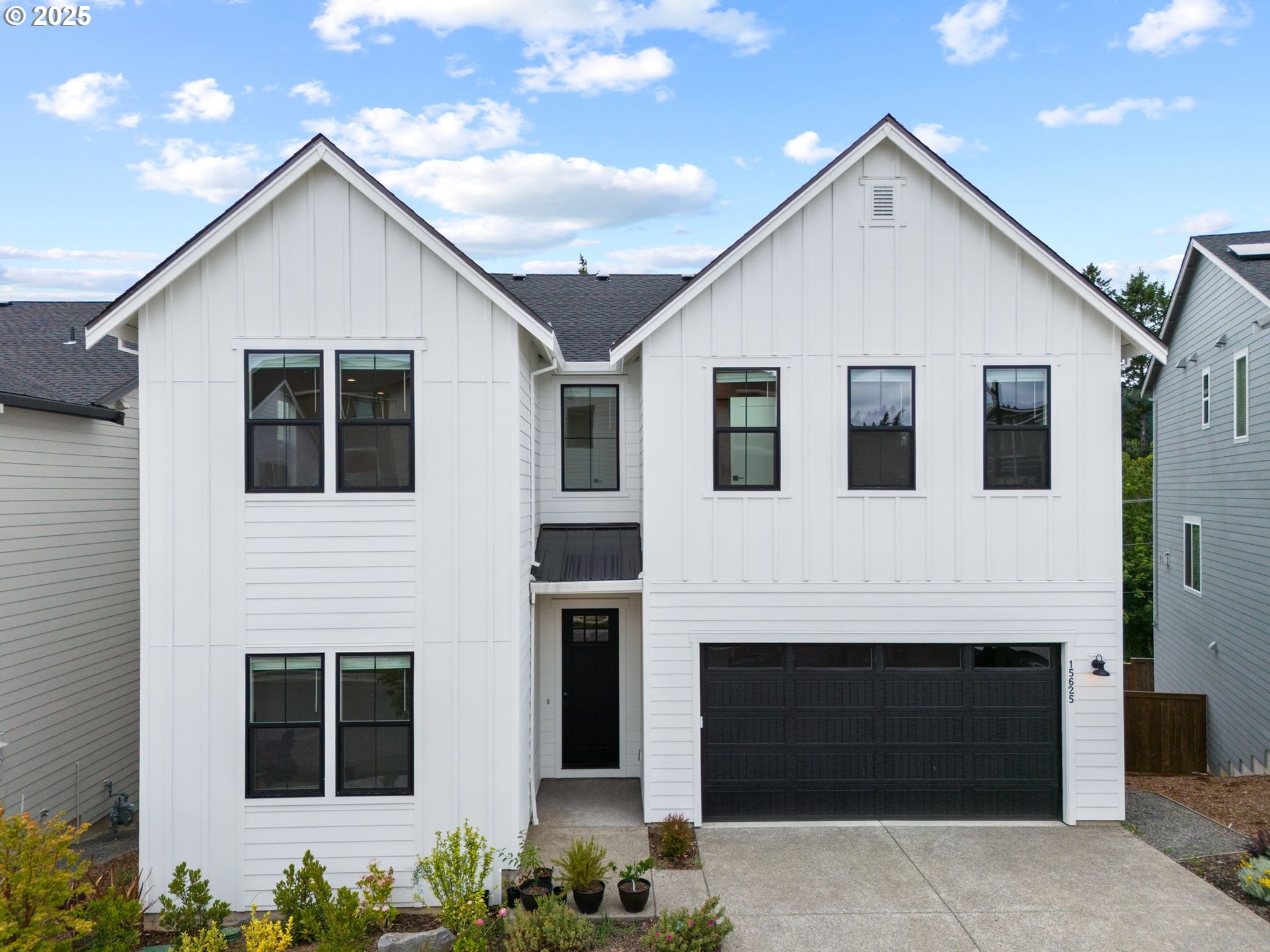 front view of a house with an outdoor space