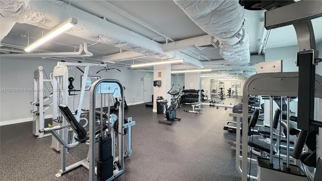 a view of a room with gym equipment