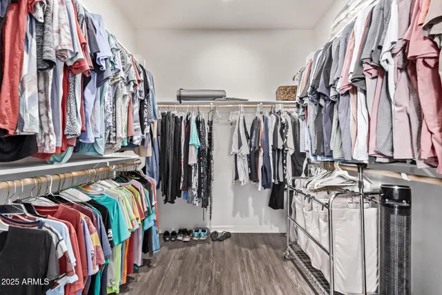 a view of a room with racks on the wall