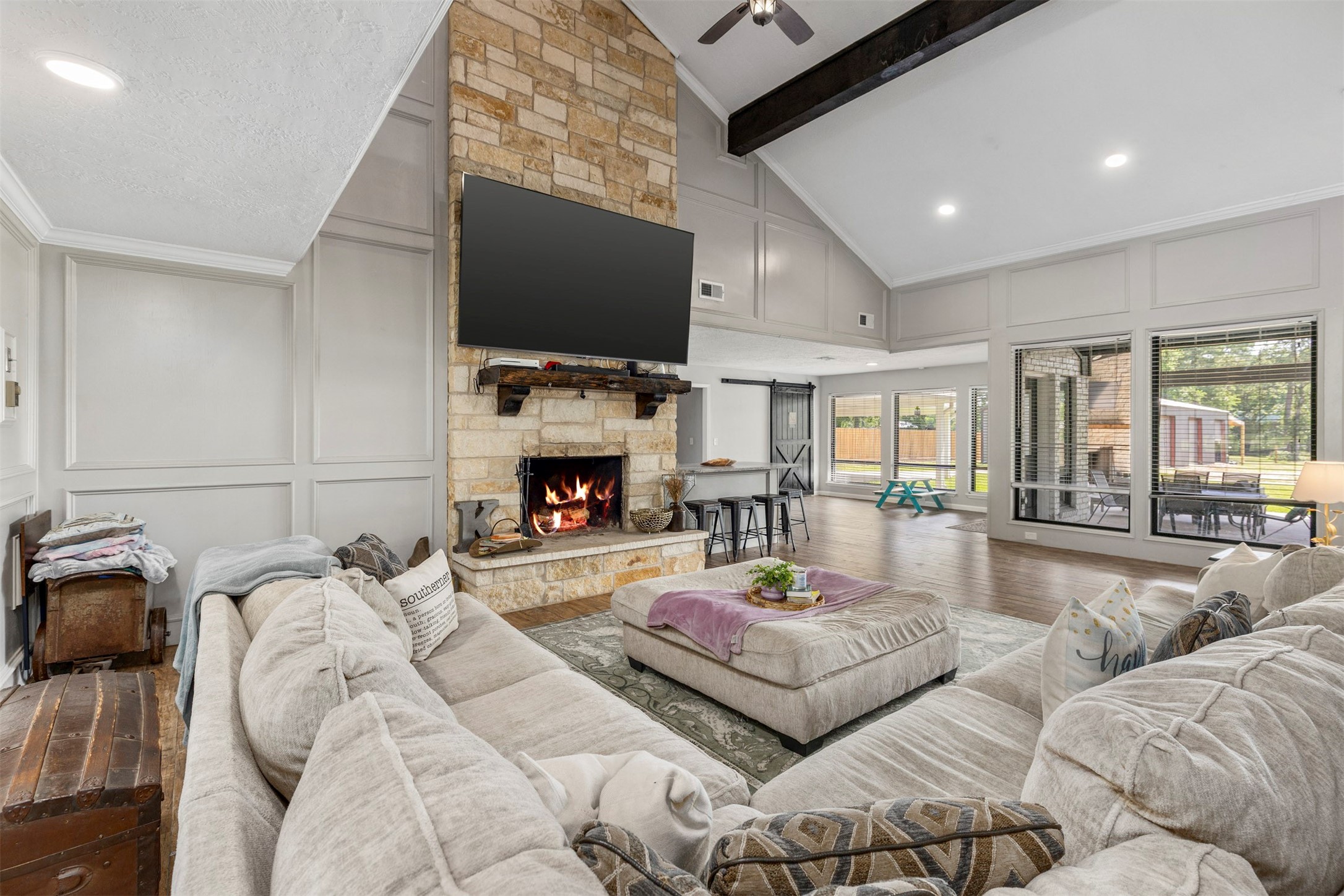 18022 Rogers Road New Waverly, TX 77358 - Photo 15 of 49 Austin Stone Fireplace